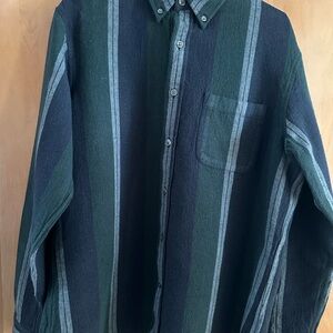 Club Monaco Dark Green and Nav Striped Shirt